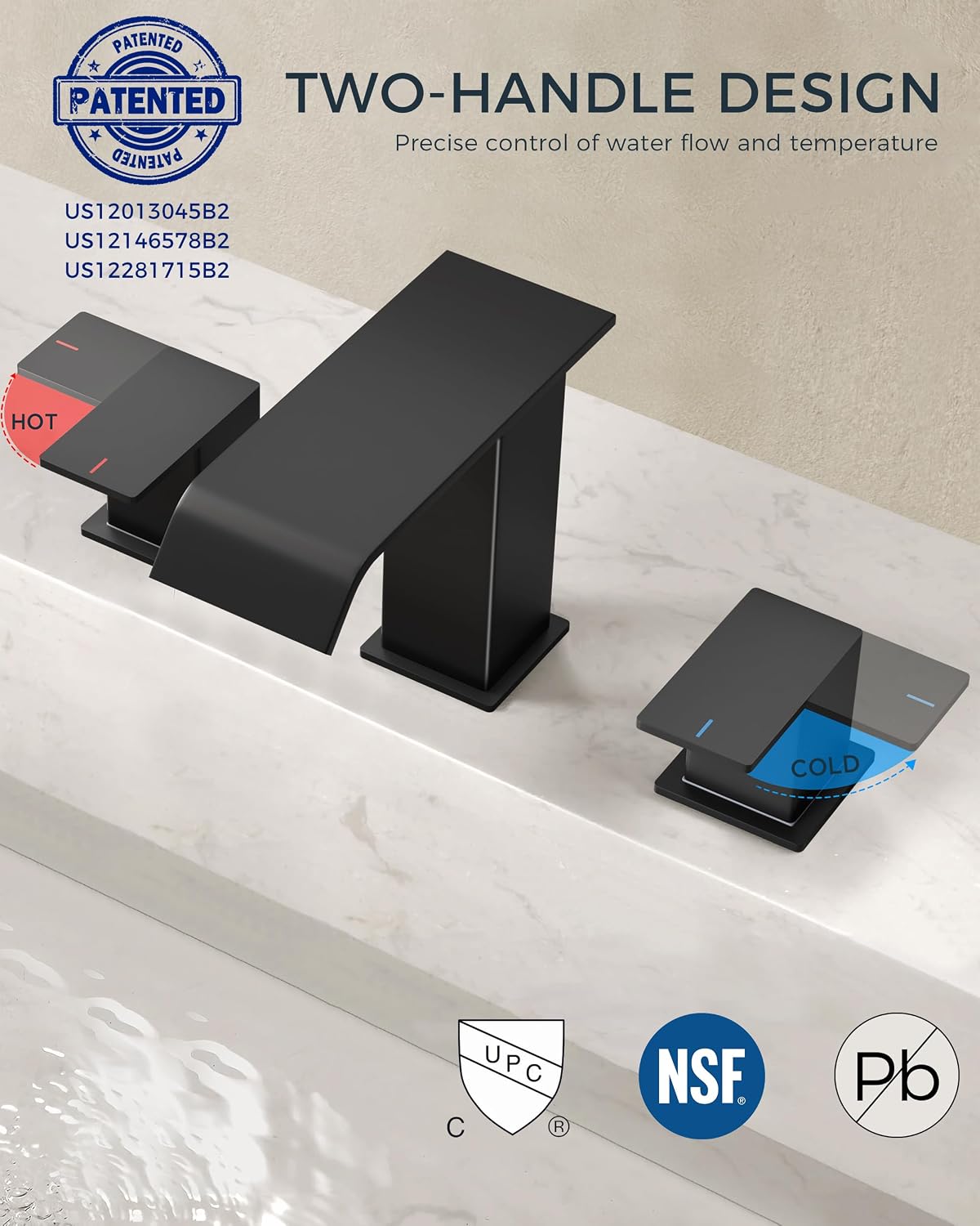 FORIOUS Matte Black 2-Handle Bathroom Sink Faucet with Pop-Up Drain & Hoses by FORIOUS