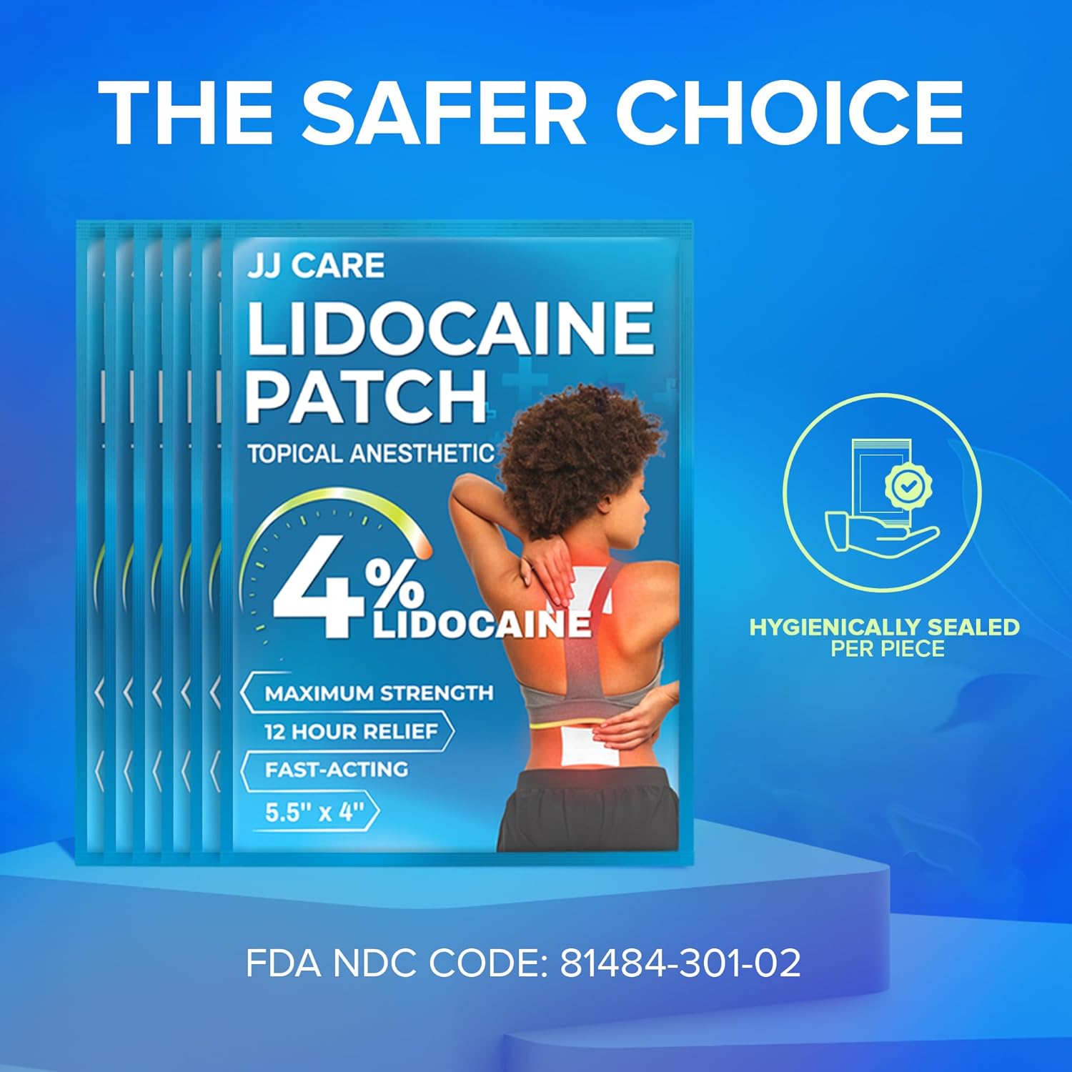 Lot of 5 - JJ Care 4% Lidocaine Pain Relief Patches 30 Ct Fast Acting New by JJ Care