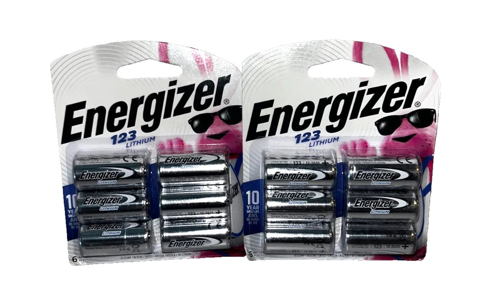 Lot of 7 - Energizer 123 Lithium Batteries - Seven Six Packs - CR123A 3V Camera Alarm