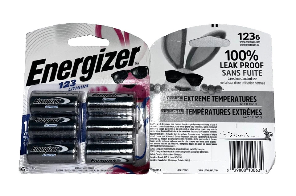 Lot of 7 - Energizer 123 Lithium Batteries - Seven Six Packs - CR123A 3V Camera Alarm