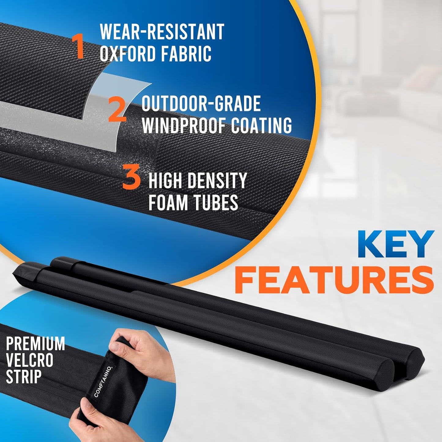 Door Draft Stopper Under Door Seal Adjustable Noise Dust Insect Blocker Black