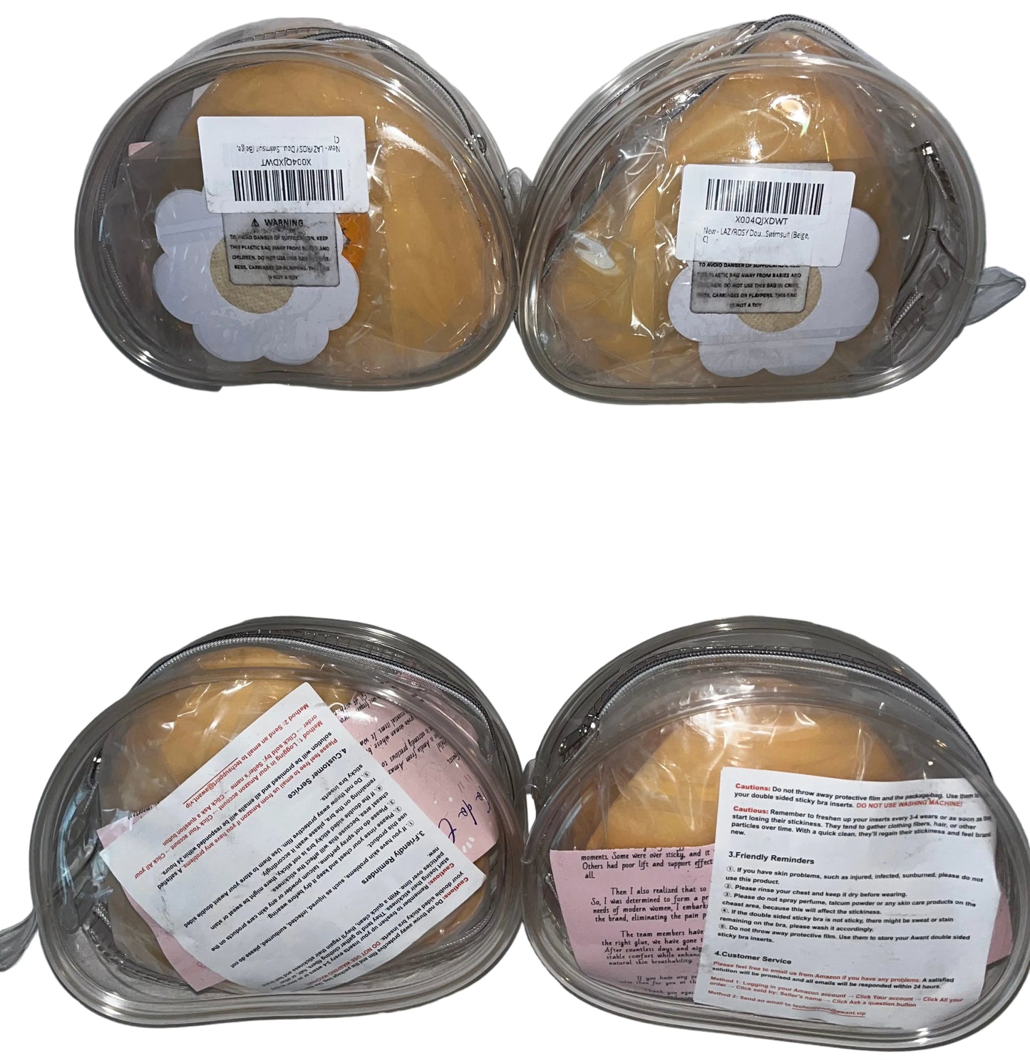 Lot of 4 - Double Sided Sticky Bra Ultra Boost Inserts Pads - Reusable
