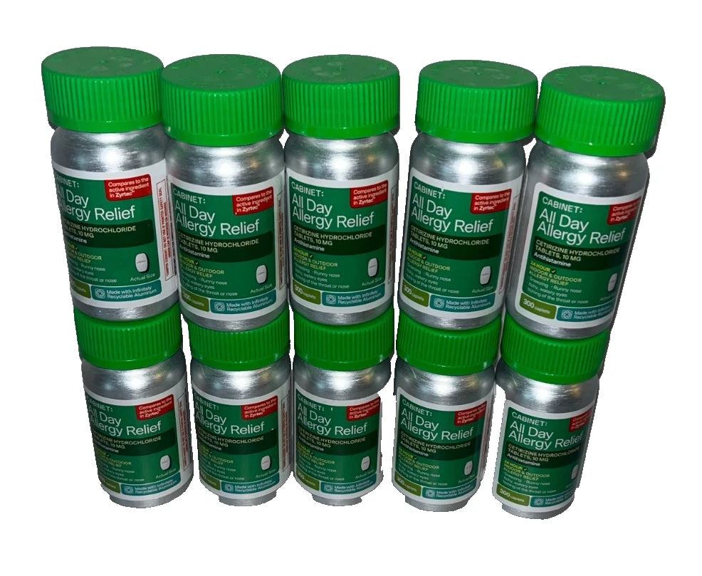 Lot of 10 - Cabinet All Day Allergy Relief Cetirizine 10mg 30 Tablets