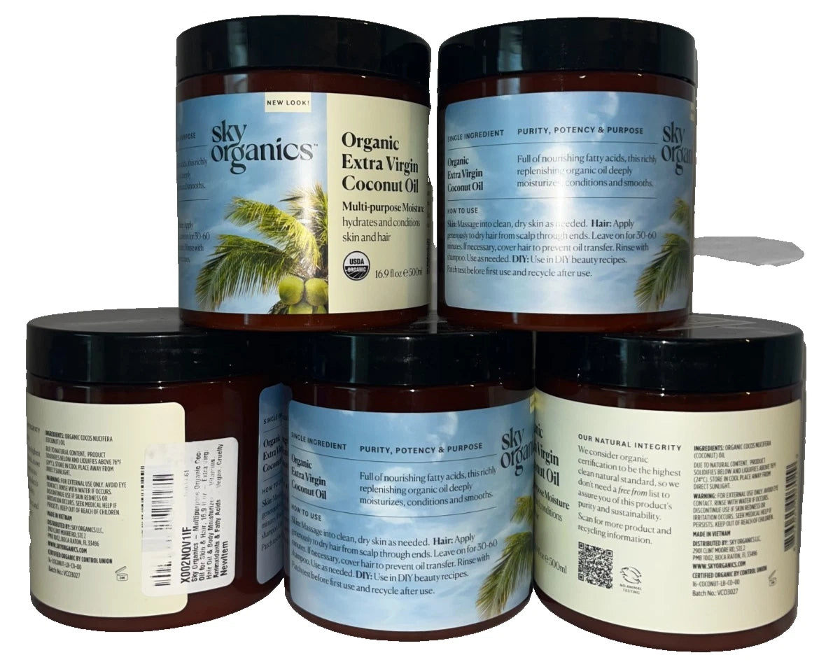 Lot of 6 - Sky Organics Coconut Oil Organic Extra Virgin 16.9oz