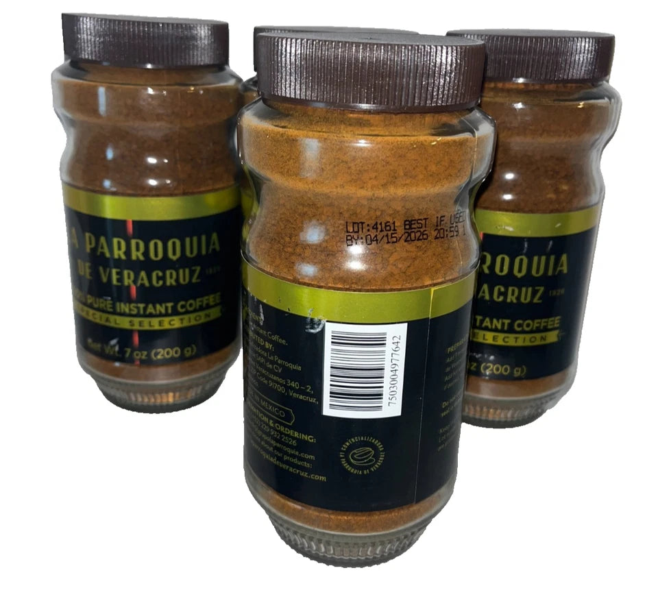 Lot of 4 - La Parroquia de Veracruz Instant Coffee 7oz Jars