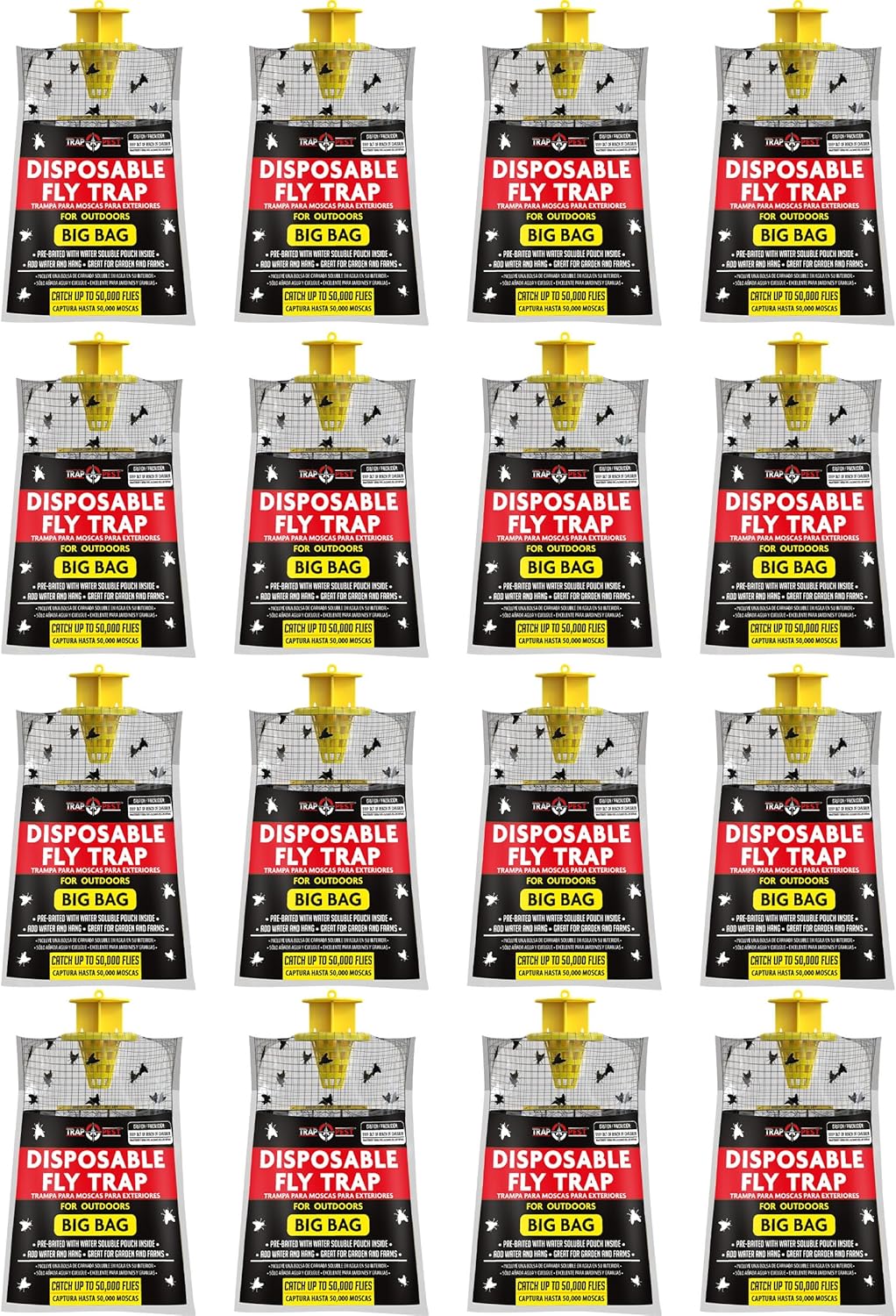 Lot of 2 - Trap Pest Disposable Fly Traps, Outdoor Big Bags, 32 Pack Pre Baited Garden Farm