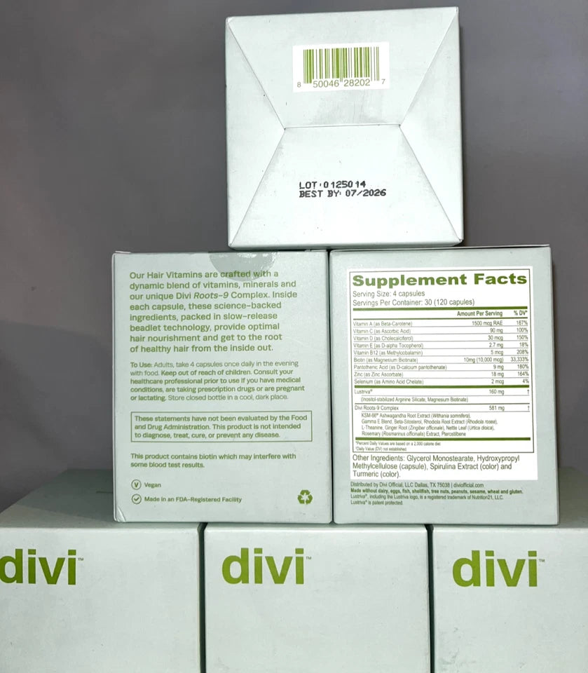 Lot of 18 - Divi Hair Vitamins 120 Capsules 30 Day Supply