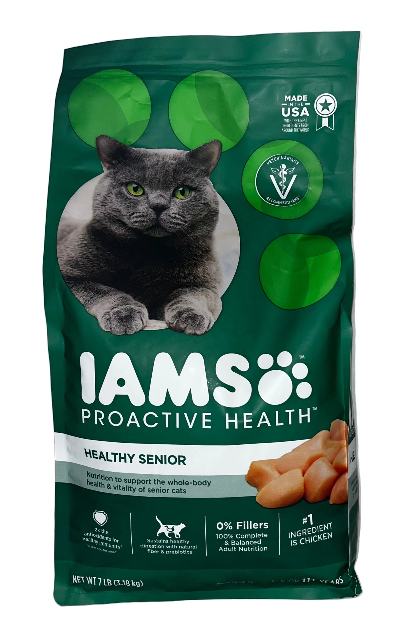 IAMS Healthy Senior Cat Food 7 lb Chicken Recipe Dry Cat Food Bag