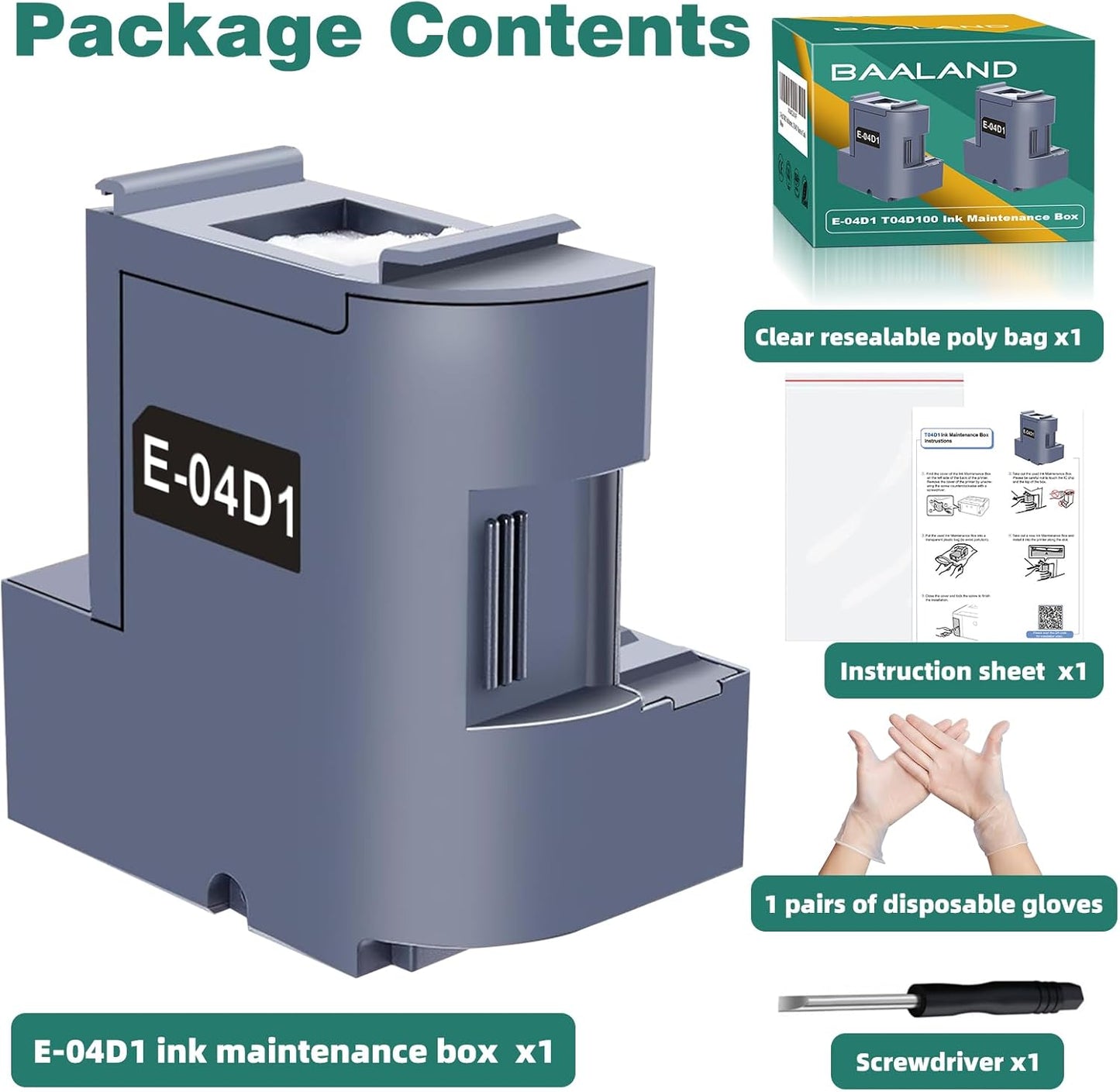 Lot of 6 - New Epson T04D1 Maintenance Box Ink Waste Tank E-04D1
