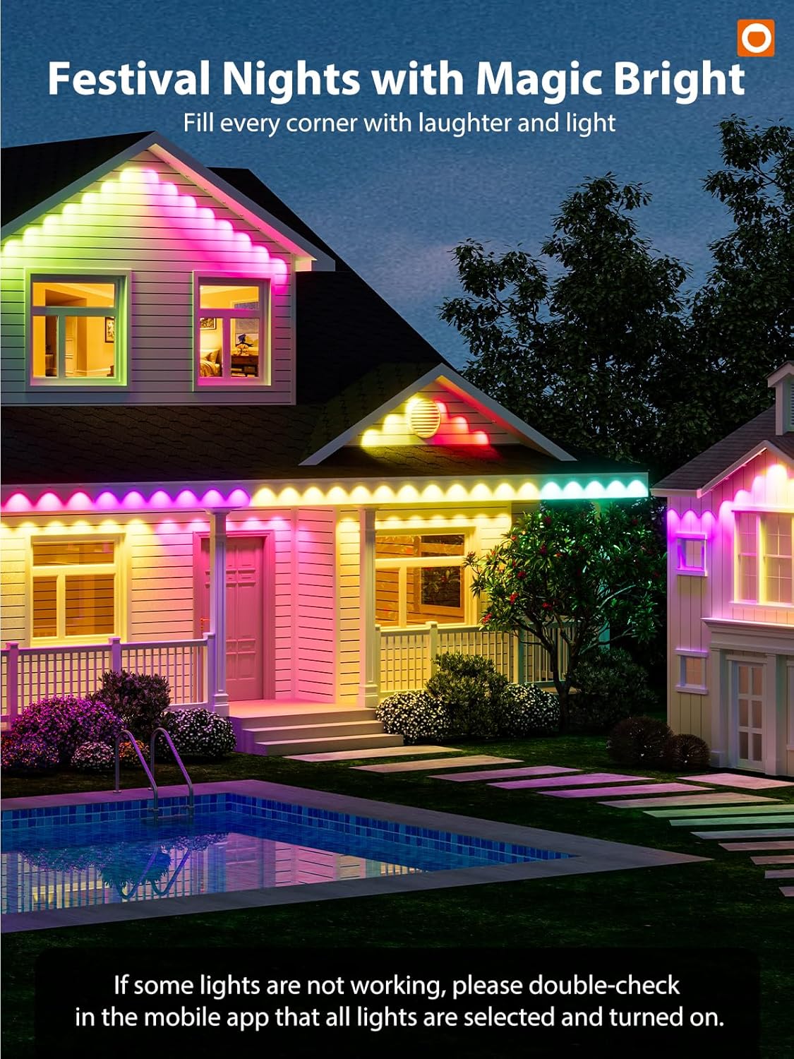 Lot of 4 - Permanent Outdoor LED Lights RGB Smart App Control Color Changing