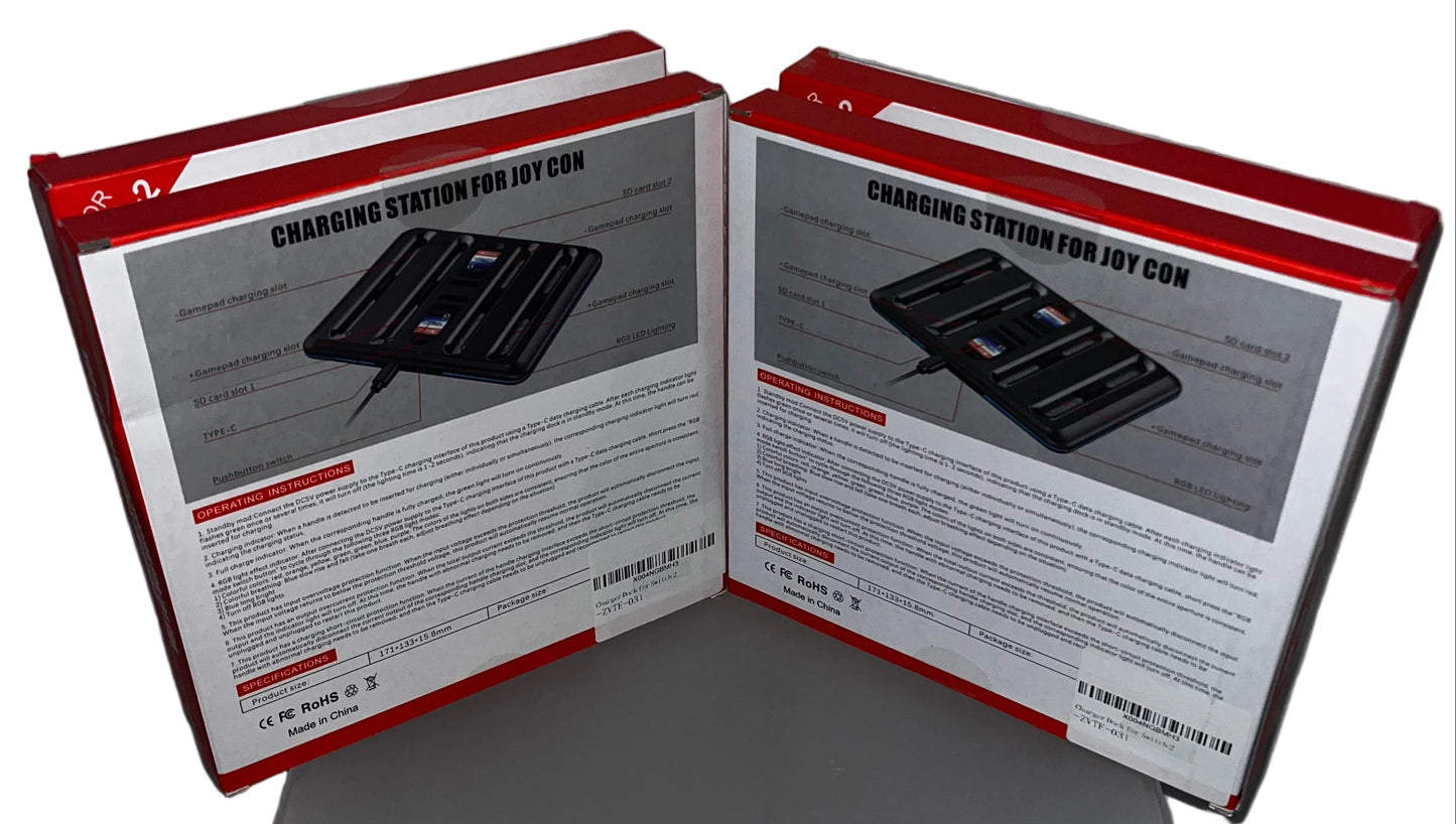 Lot of 4 - Nintendo Switch 2 Joy Con Charging Station Dock RGB USB-C
