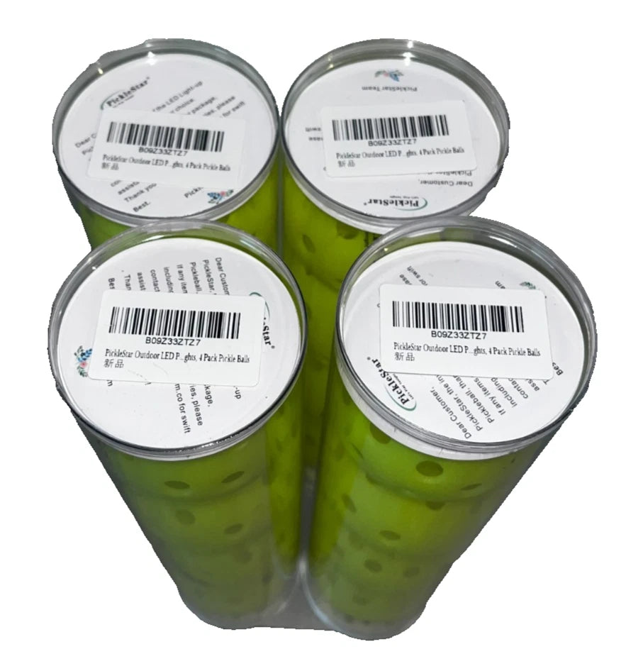 Lot of 4 - LED Light Up Pickleballs Outdoor Night Play 16 Balls 4 Pack Tubes
