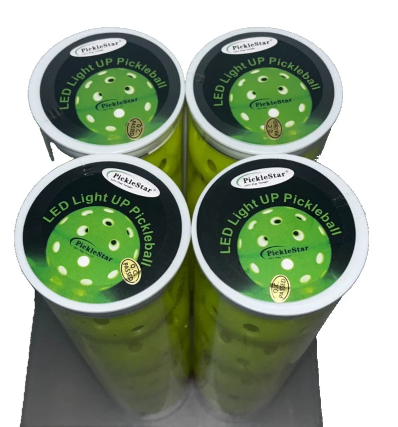 Lot of 4 - LED Light Up Pickleballs Outdoor Night Play 16 Balls 4 Pack Tubes