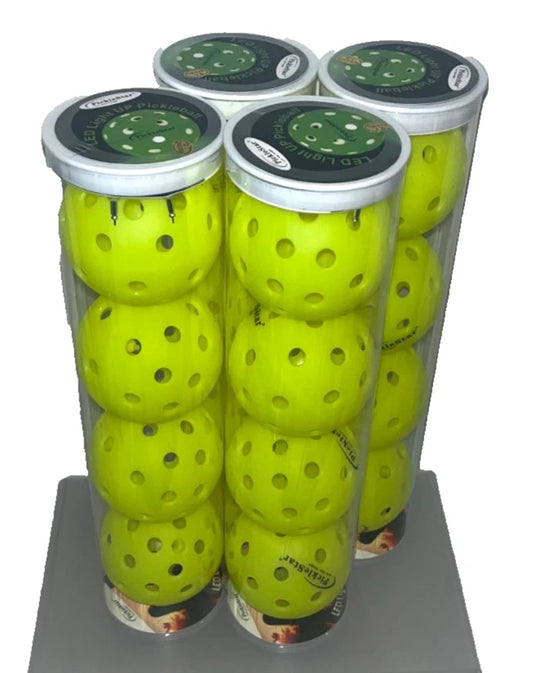 Lot of 4 - LED Light Up Pickleballs Outdoor Night Play 16 Balls 4 Pack Tubes