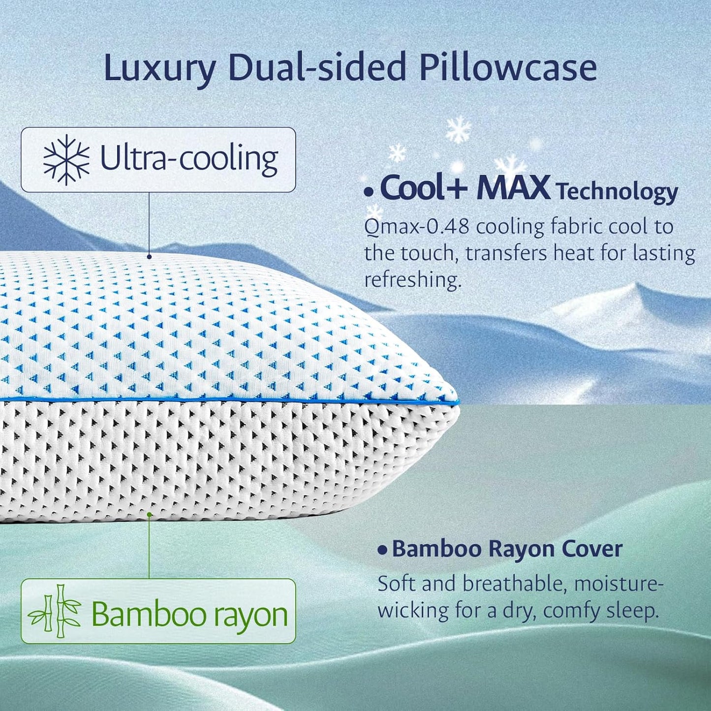 Adjustable Cooling Gel Memory Foam Pillow - Queen Size for Sleeping 1 Pack