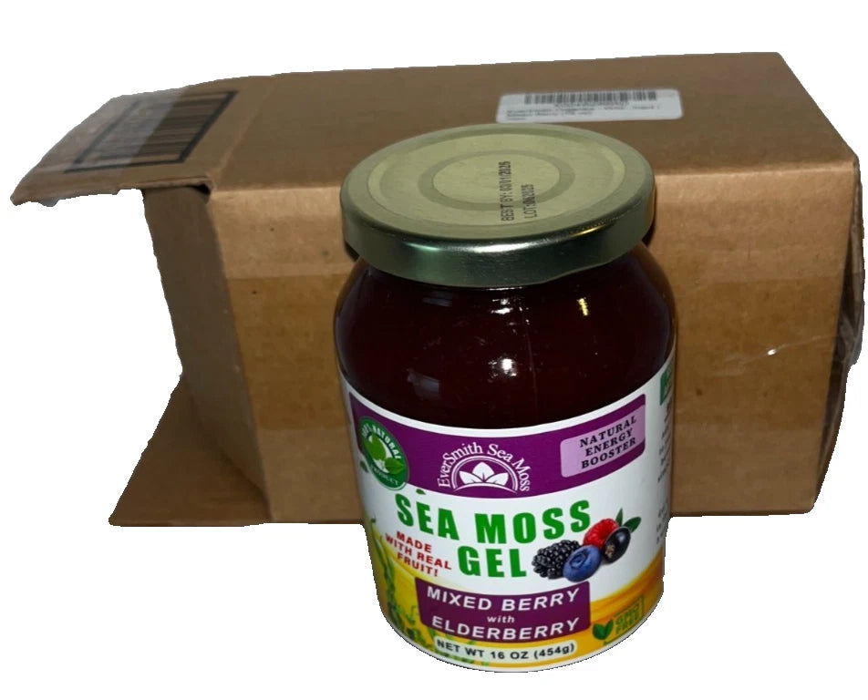 Sea Moss Gel - Mixed Berry & Elderberry 16oz Natural Energy Immune Support