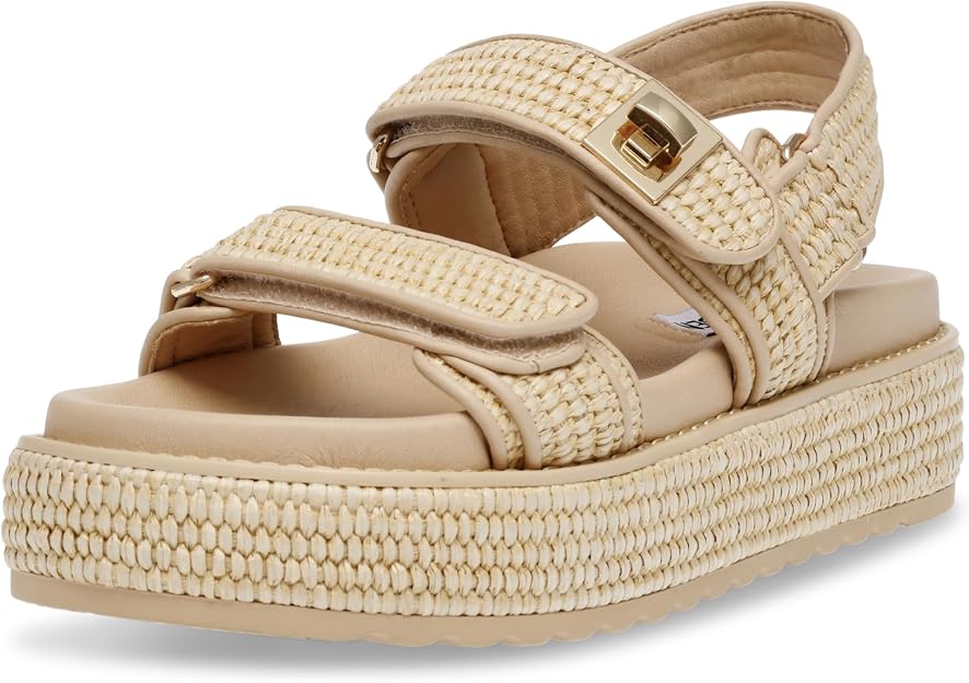Lot of 12 - Steve Madden Bigmona Natural Raffia Platform Sandals Sz 6.5 & 10