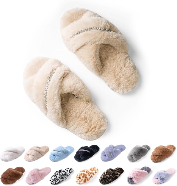 Lot of 14 - Mixed lot of Slippers Empty Entire Women's Fuzzy Sizes 10-10.5 and 9-9.5