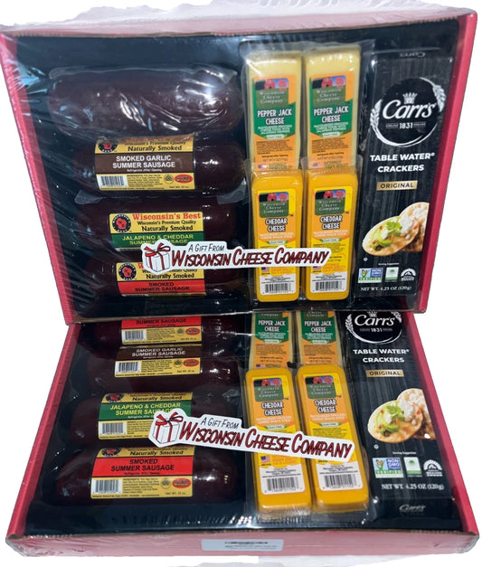Lot of 2 - Wisconsin Cheese Sausage Gift Set With Crackers & Summer Sausage Box