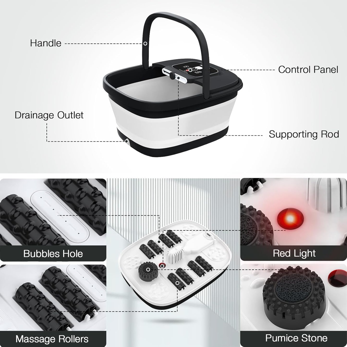 HOSPAN Foot Spa Massager FS01A Collapsible Heated Bubble Foot Bath by HOSPAN