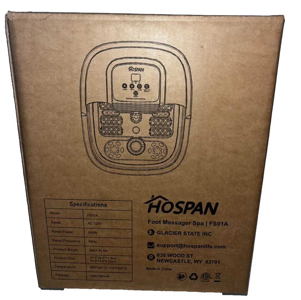 HOSPAN Foot Spa - Massager Collapsible Heated Bubble Foot Bath - Model FS01A