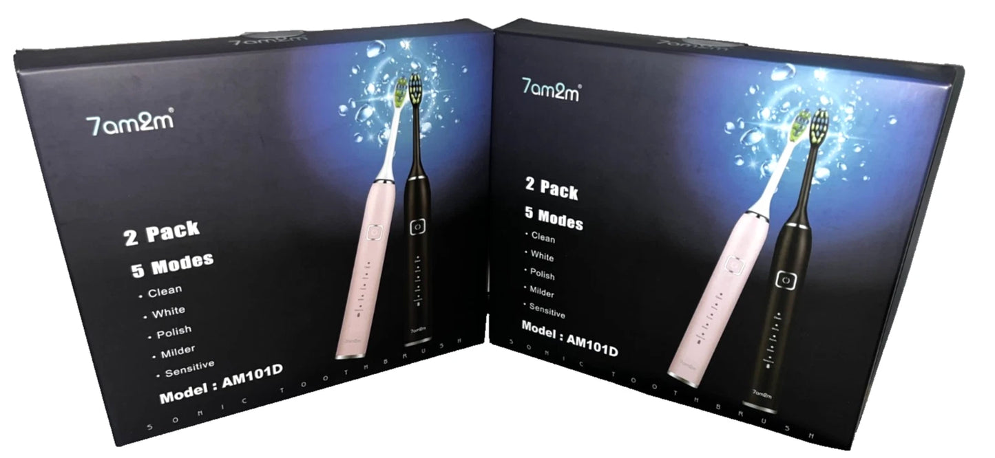 Lot of 10 - 7am2m Sonic Electric Toothbrush - 2 Pack, Rechargeable