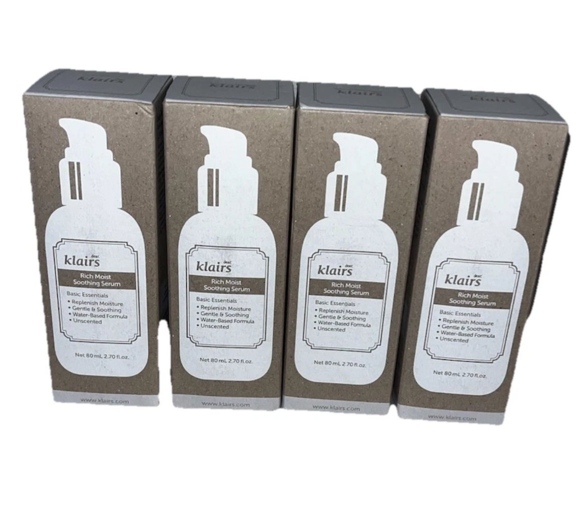 Lot of 4 - Dear Klairs Rich Moist Soothing Serum 80ml Hydrating Sensitive Skin