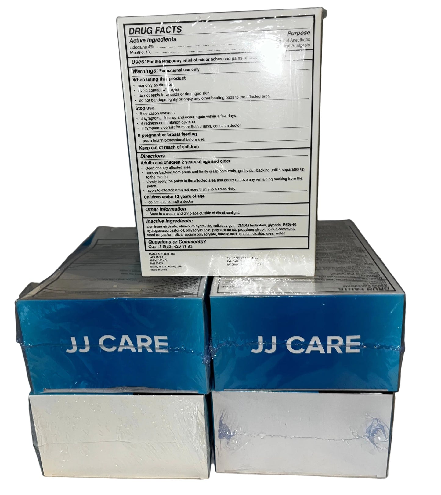 Lot of 5 - JJ Care 4% Lidocaine Pain Relief Patches 30 Ct Fast Acting New
