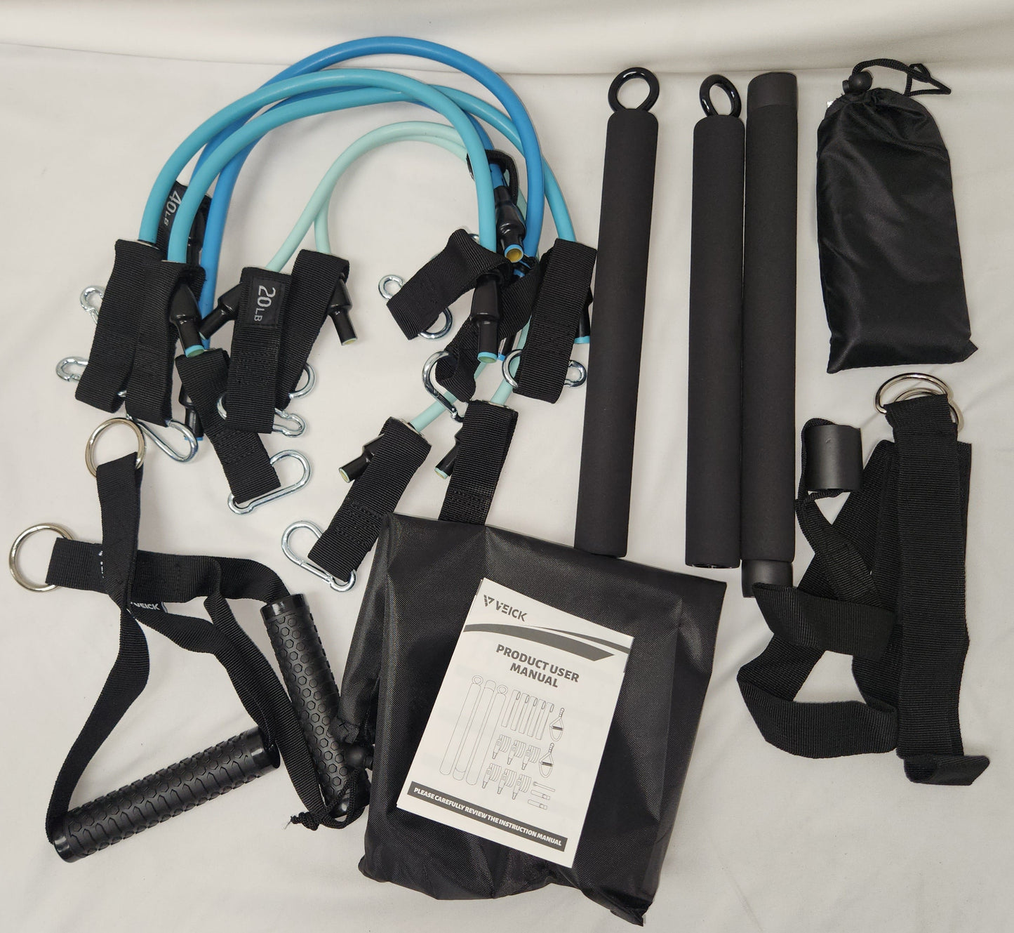 Lot of 2 - Veick Pilates Bar Kit Resistance Bands Set