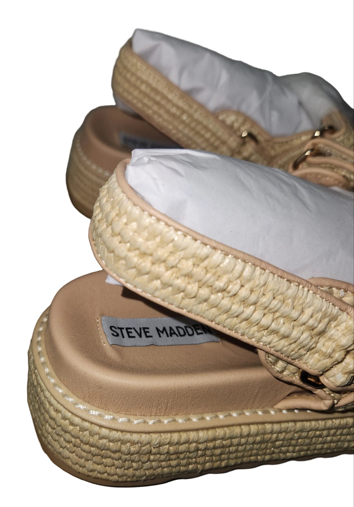 Lot of 12 - Steve Madden Bigmona Natural Raffia Platform Sandals Sz 6.5 & 10