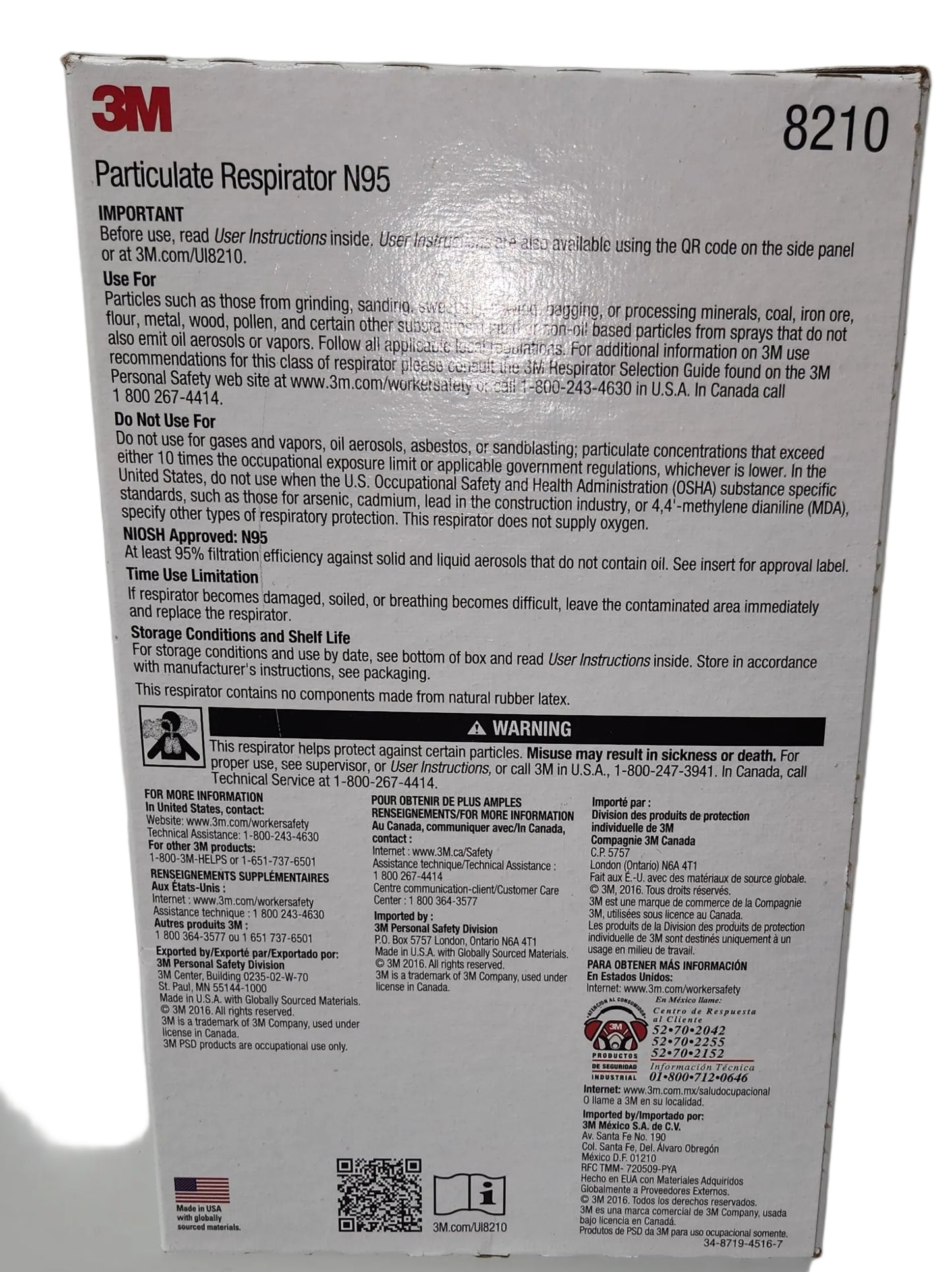 Lot of 6 - 3M 8210 N95 Particulate Respirator 20ct Retail Boxes