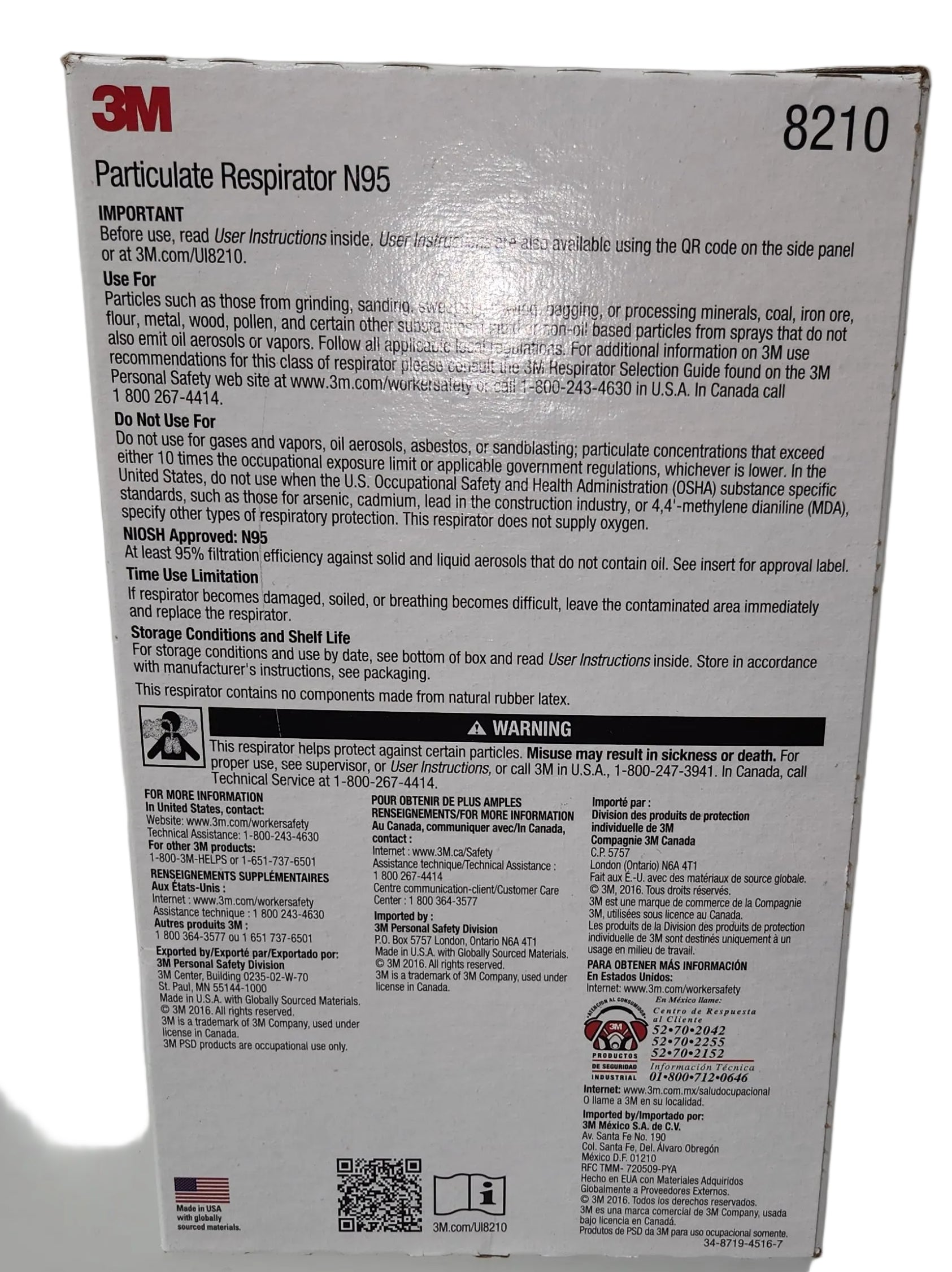 Lot of 6 - 3M 8210 N95 Particulate Respirator 20ct Retail Boxes