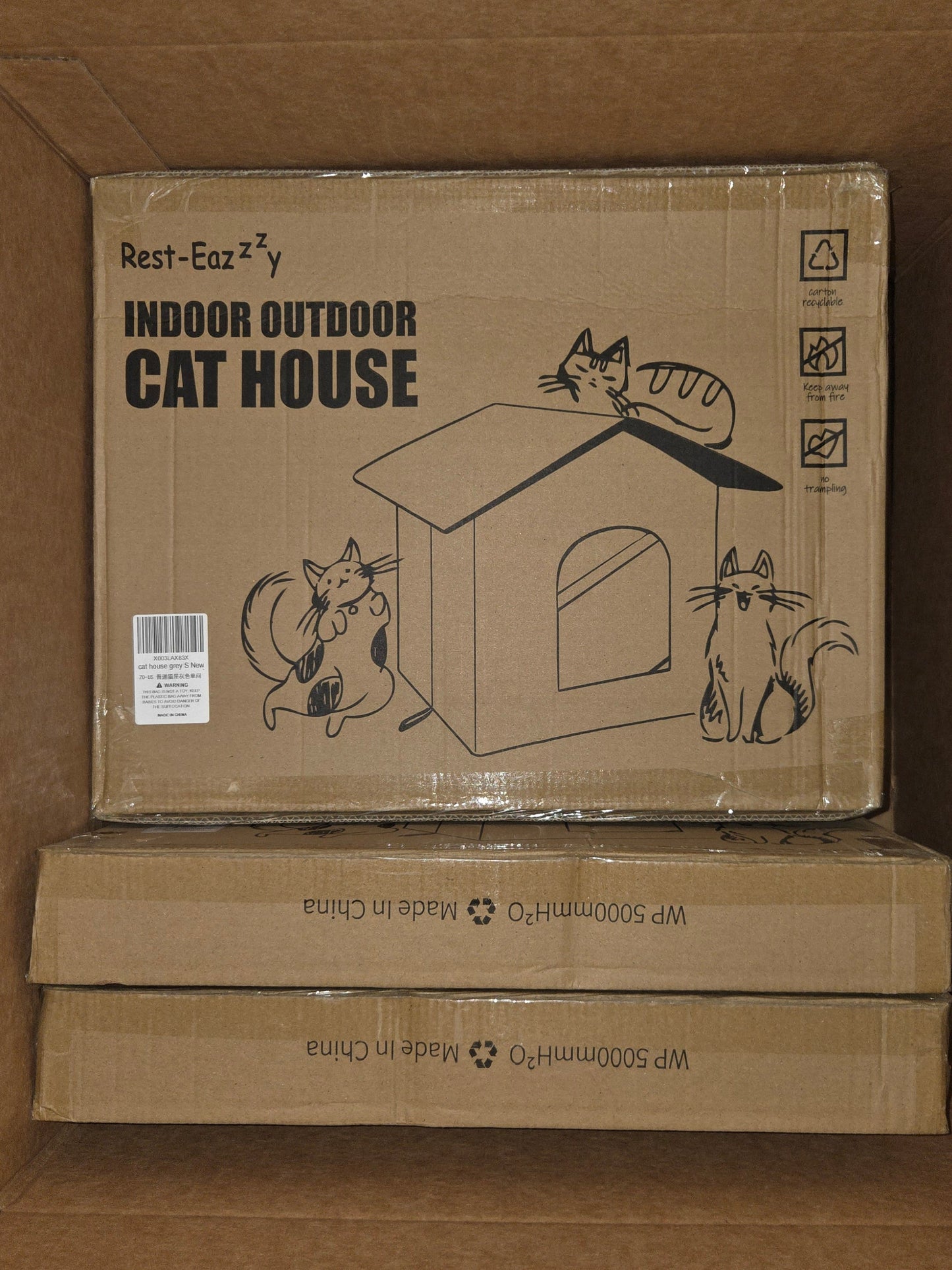 Lot of 6 - Rest-Eazzz’y Indoor/Outdoor Cat House | Waterproof Feral Cat Shelter