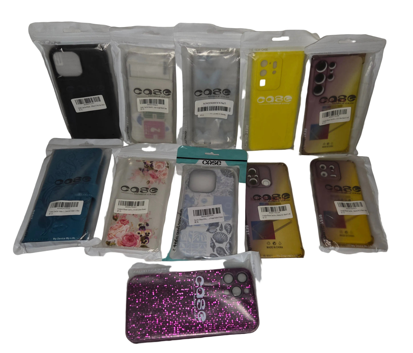 Mixed Lot of 34 - Cell Phone Cases - iPhone, Samsung, Assorted Styles - Wholesale Bundle